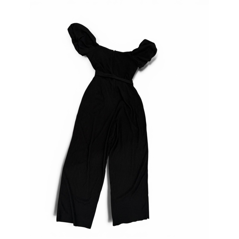 Trixxi Los Angeles Black Off Shoulder Puff Sleeve Wide Leg Jumpsuit Large L - Picture 3 of 6